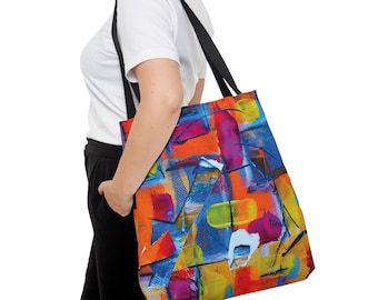 Bolso de mano con estampado completo (AOP), bolso de mano abstracto colorido, bolsa de compras, bolsa de arte, bolso de mano diario, regalo para ella, regalo para él, bolso de mano de hombro
