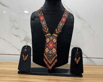 Handmade Beaded African Necklace: Boho Artisan Jewelry Gift
