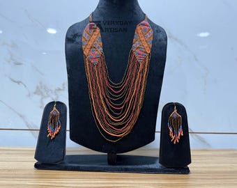 Handmade African Beaded Necklace: Boho Jewelry Gift for Women