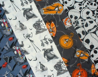 Nightmare before Christmas, Jack Skellington, 4 Fat Quarters, Jack and Sally, Jack Skellington, Tim Burton, Gray and Orange, Jack Bundle