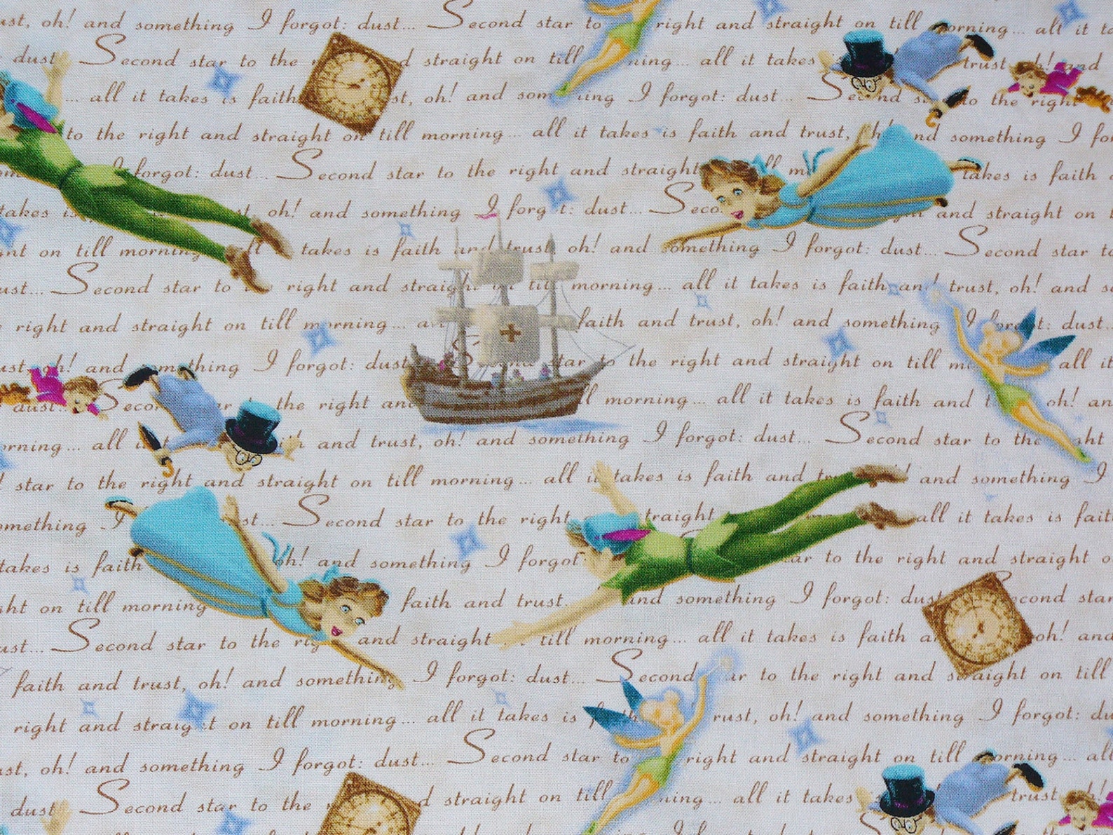 Peter Pan Fabric / Disney with Thomas Kincade / BTY / OOP Etsy