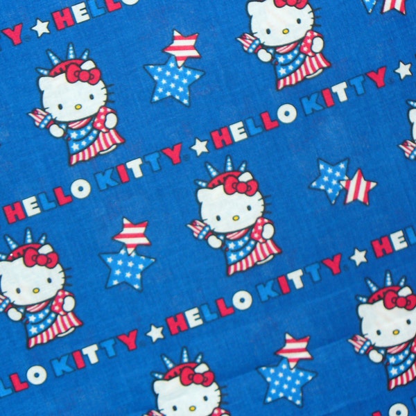Patriotic Fabric / Hello Kitty Fabric  /  Hello Kitty Statue of Liberty Print Fabric / Last Yard