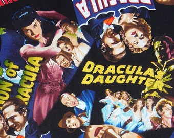 Dracula Fabric, Vampire Movie, Half Yard, Horror Movies, Bela Lugosi, Christopher Lee, Robert Kaufman, Halloween Fabric, Cotton