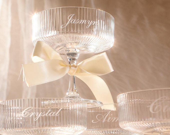 Personalized Engraved Champagne Glass | Champagne Glass Gift for Bridesmaid | Custom Martini Glasses | Christmas Gift for her