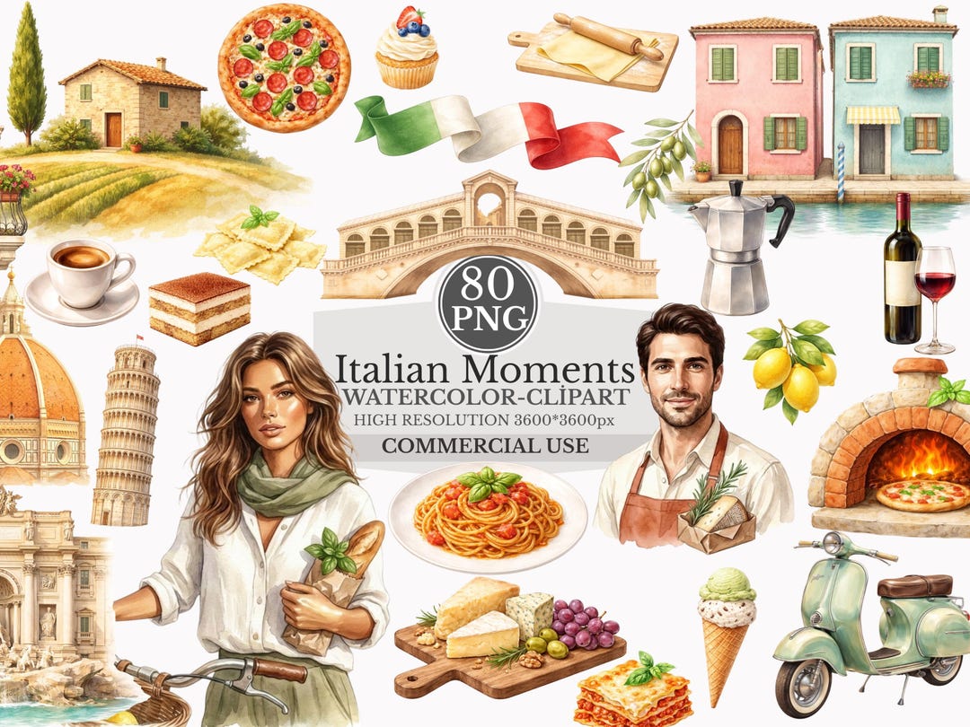 Italian Moments Clipart Bundle Transparent PNG Italy Aesthetic ...