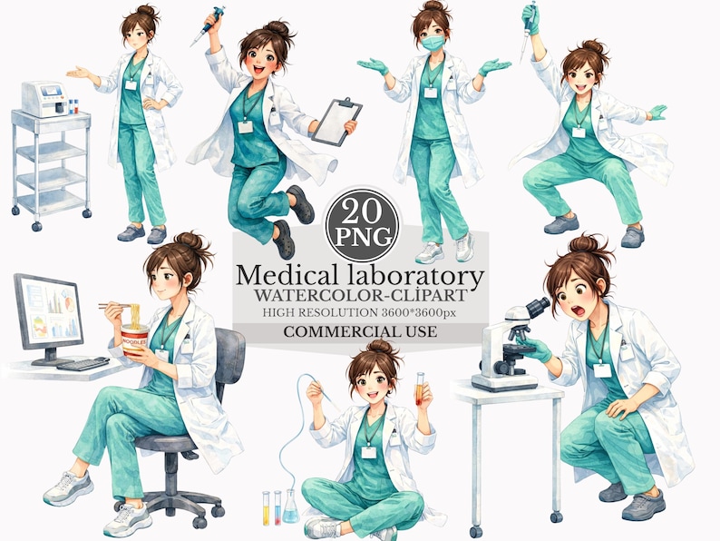 Medical Laboratory Clipart Bundle Scientist Girl PNG Lab Technician ...