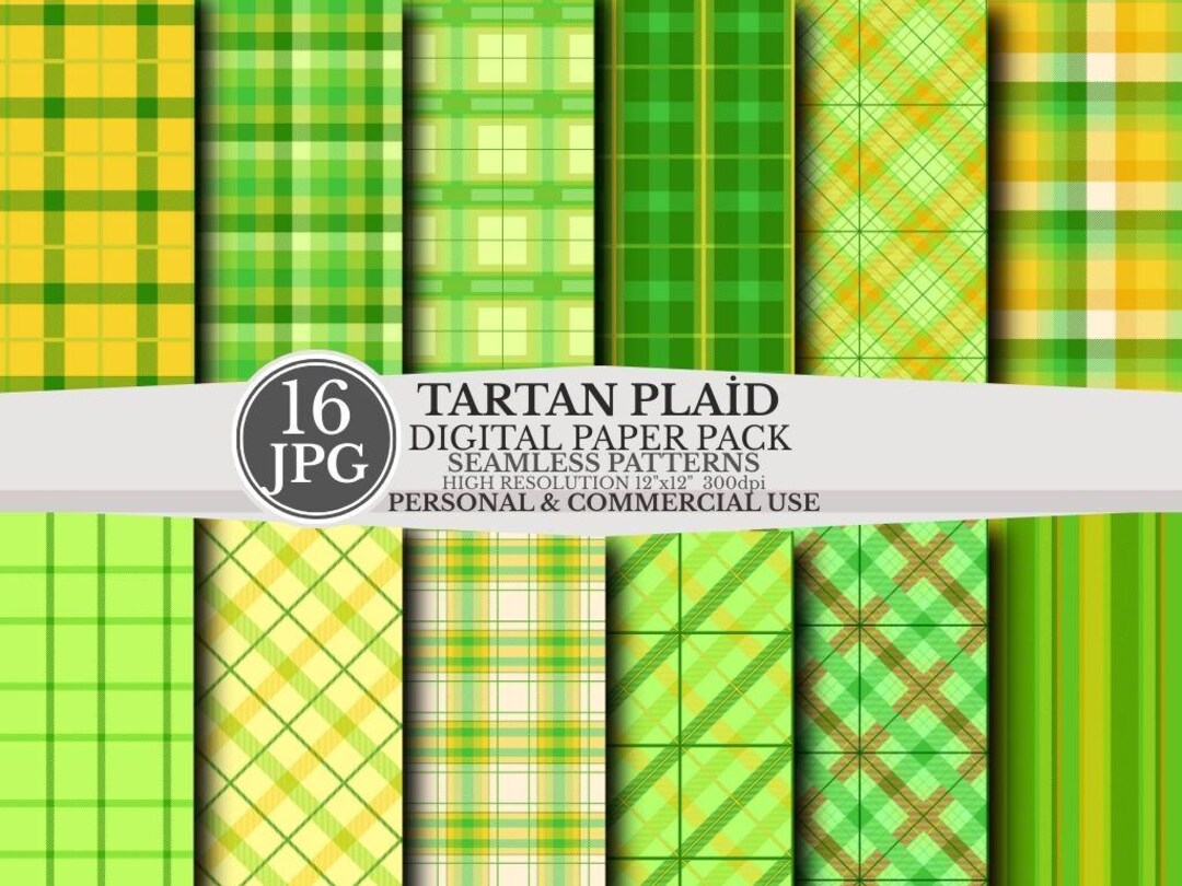 St Patrick Plaid Digital Paper Pack Seamless Tartan Patterns 16 JPG ...