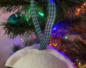 GREEN PLAID Felt PIEROGI Ornament Green w/Wht Ribbon; Decoration, Gift, Stocking Stuffer, Secret Santa, Party Favor, Free Recipe