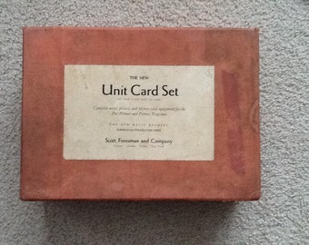 Vintage Scott Foresman Orange BOX for Basic Primer Cards & a Set of ALPHABET DIVIDERS Rare