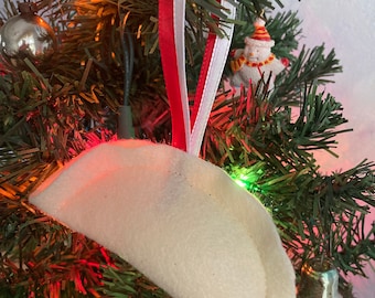 Felt Pierogi Christmas Ornament, Polish Flag Ribbon