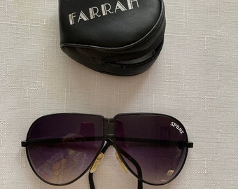 Women's Vintage FARRAH "SPORT" Folding AVIATOR Sunglasses with Black Zippered Case
