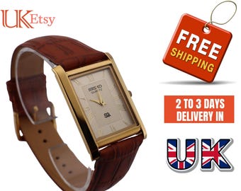 Vintage Seiko Slim Quartz Gentlemen's Wrist Watch Comes With New Battery, New Strap