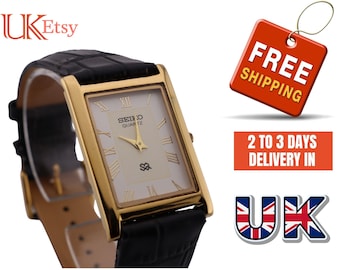 Vintage Seiko Slim Quartz Gentlemen's Wrist Watch Comes With New Battery, New Strap
