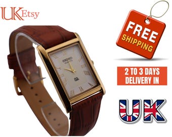 Vintage Seiko Slim Quartz Gentlemen's Wrist Watch Comes With New Battery, New Strap
