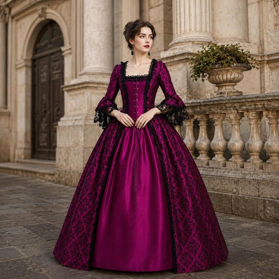 medieval lace dress Lace Medieval Gown – Victorian Renaissance Cosplay Costume
