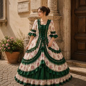 Deluxe 18th Century Ball Gown with Hat: Gothic Cosplay Costume