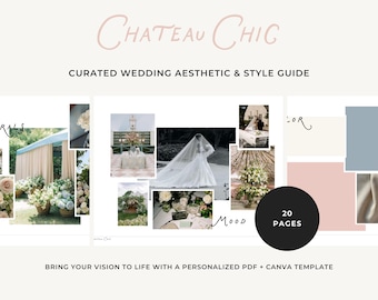 Chateau Chic Wedding Style Guide: Mood Board & Canva Template (Digital Download