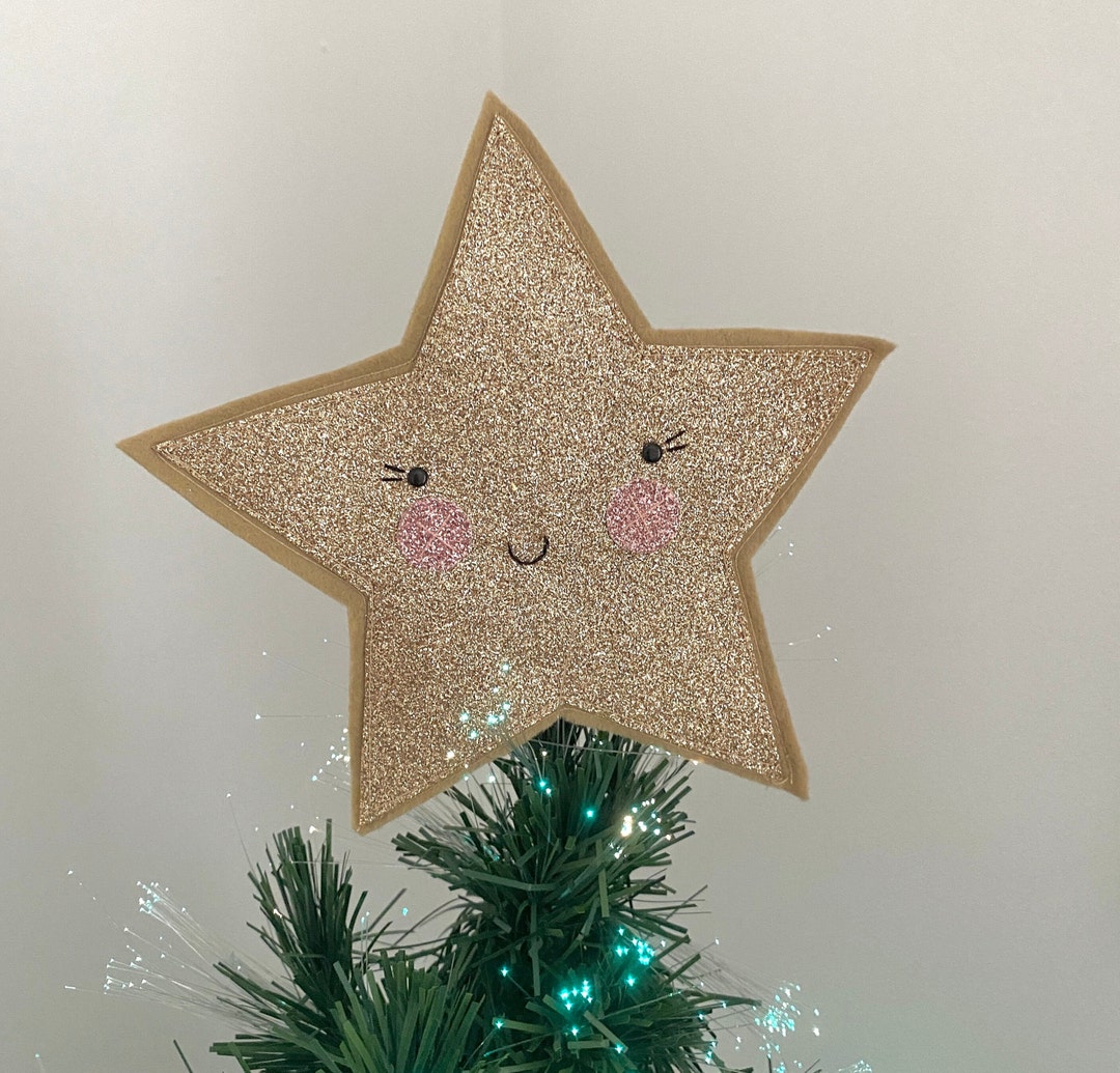 Large Gold Star Christmas Tree Topper 18cm X 18cm Glitter Etsy
