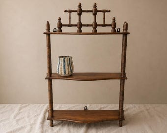 Vintage Bamboo Wall Shelf Faux Bamboo Étagère Hollywood Regency