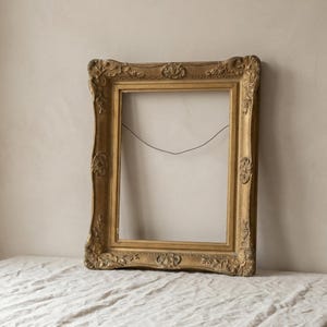 Vintage Ornate Gold Gilt Wooden Picture Frame Carved Floral Baroque Hollywood Regency Decor