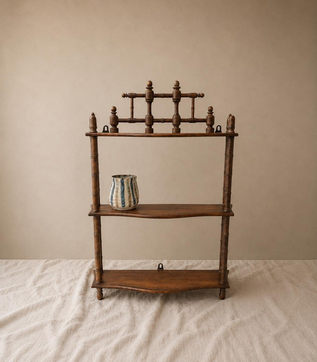 Vintage Bamboo Wall Shelf Faux Bamboo Étagère Hollywood Regency