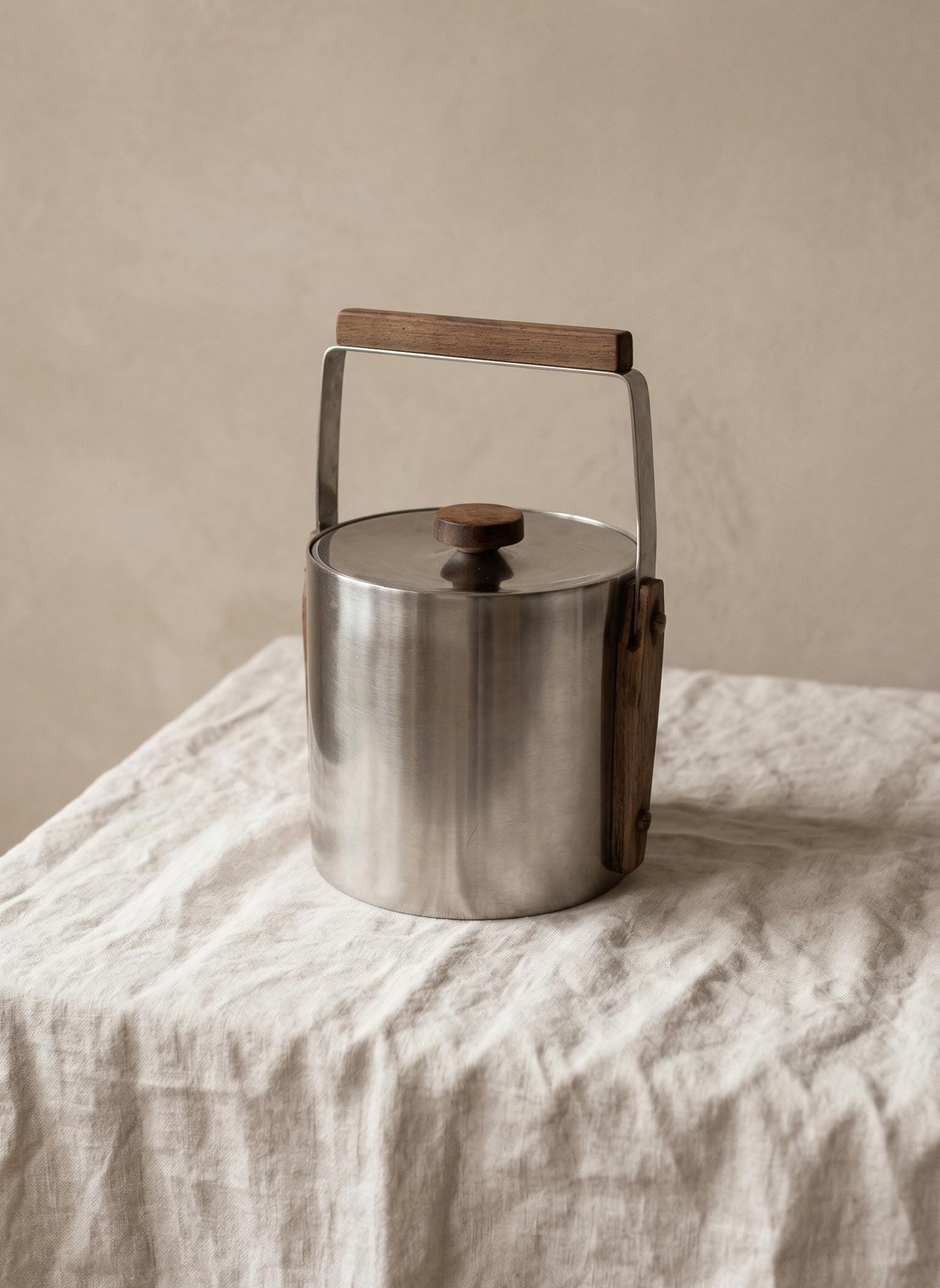 貴重訳有■ヴィンテージ■仏製■3ピース　クッカー　メスキット　おまけ付■アルミ製 1960s Swedish Cultura Stainless Steel Ice Bucket Teak Handle Mid