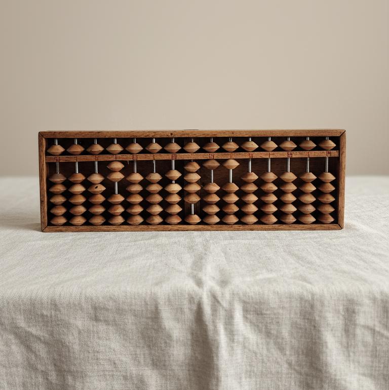 Boulier Chinois Vintage En Bois - 5 Chiffres - Outil De Calcul Ancien - Neuf