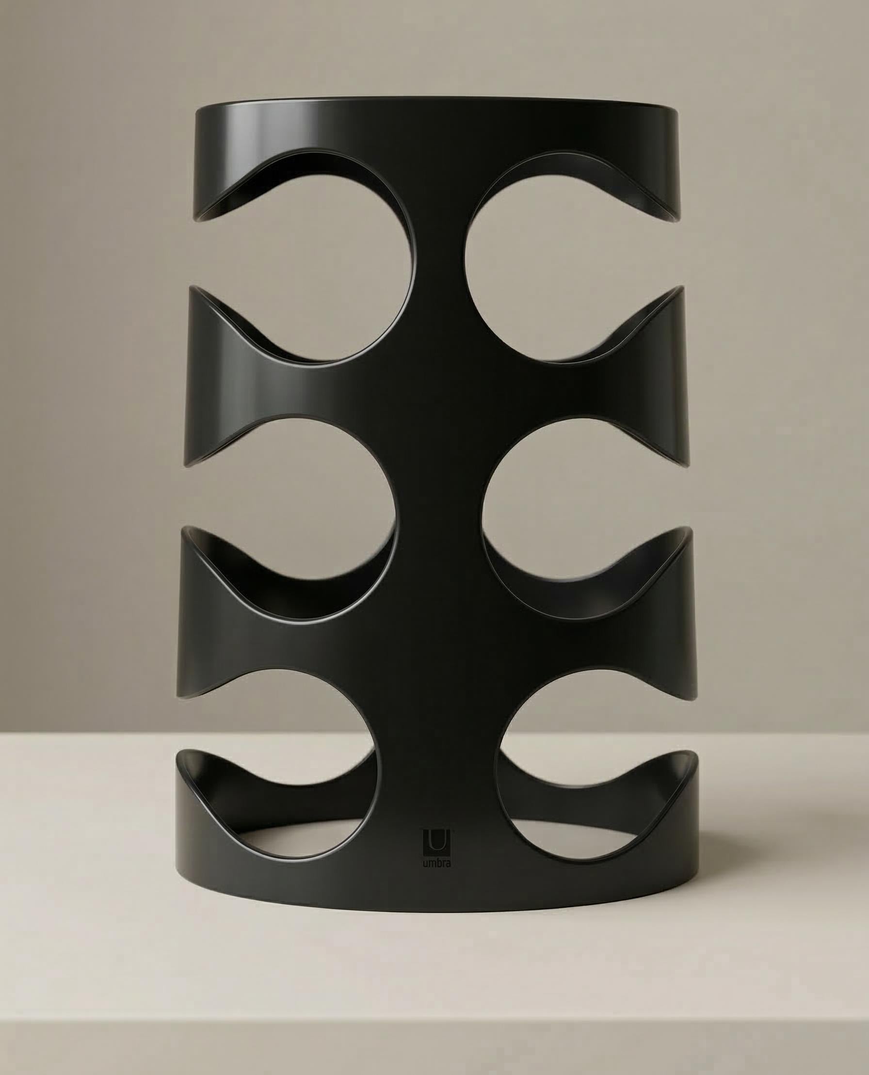 Vintage Umbra Black Plastic Wine Rack, Mid Century Modern Bottle