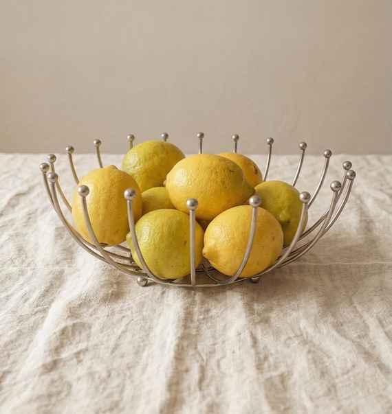 Mid-century Modern Sputnik Fruit Bowl | 1960s Atomic Wire Basket