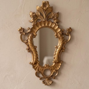 Vintage Baroque Style Wall Mirror | Ornate Gold Frame | Rococo Hanging Mirror