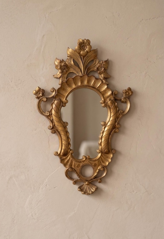 Vintage-Wandspiegel im Barockstil | Verzierter Goldrahmen | Rokoko-Hängespiegel