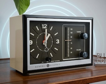 Bluetooth Converted Vintage 1960s GE Clock Radio - Mid Century Modern Desk Decor