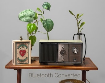 Bluetooth Converted Vintage 1970s GE Clock Radio - Olive Green