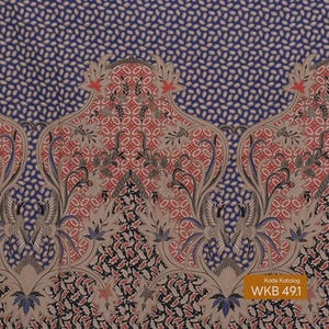 Indonesiskt handtryckt batikbomullstyg, etnisk sarong, lindningsduk, klädsömnad, draperi, möbelklädsel, väggbonad med blommotiv