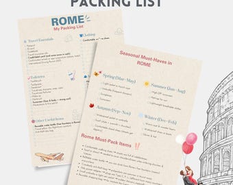 Rome Travel Packing List — Printable PDF Checklist with Seasonal Must Haves (A4 US Letter)