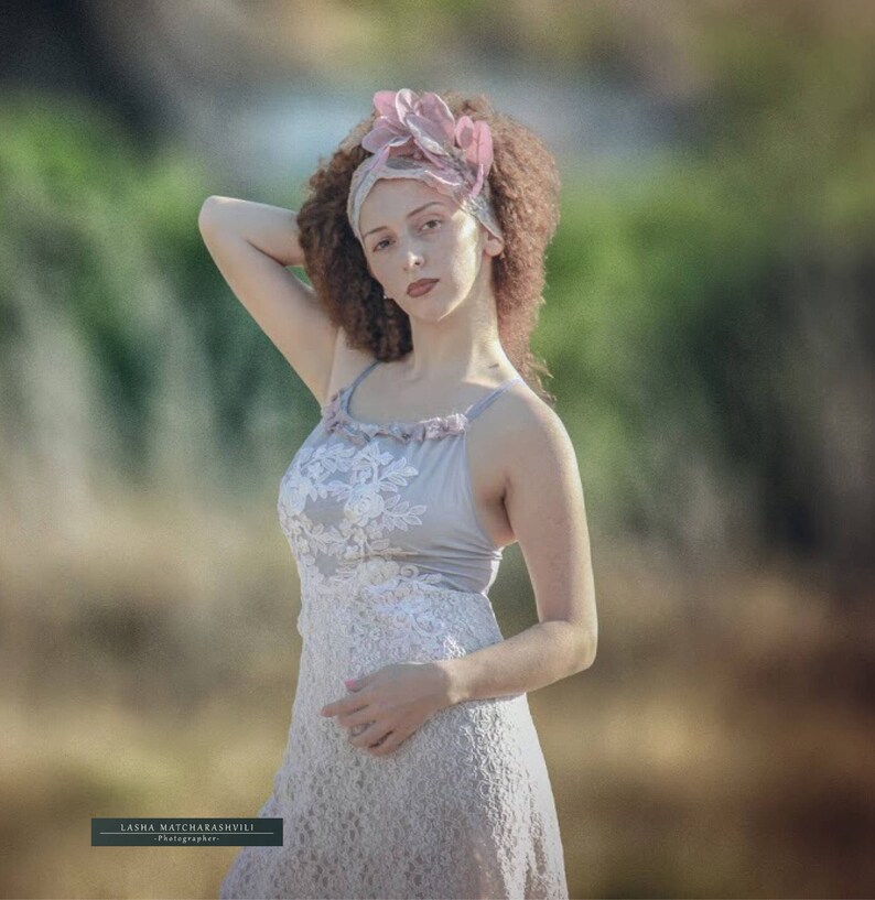 mauve boho wedding headband with dusty rose velvet leaves and dusty rose lace Bohemian floral headpiece Handmade wedding hairpiece.