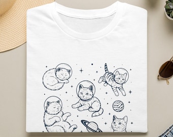 Space Cat Shirt, Astronaut Cats T-Shirt, Cosmic Kitten Tee, Galaxy Cat Lover Gift, Funny Space Animal Design