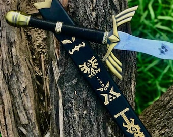 Replica artigianale della spada di Zelda con fodero, spada fantasy da collezione.
