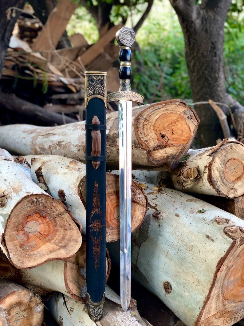 Viking Ritual Sword Hand Forged Viking Sword: Celtic Brass, Scabbard, Norse Collectible - Etsy