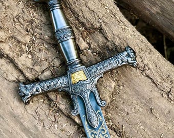 Handmade Steel King Solomon Sword, Star of David Pommel, Medieval Replica