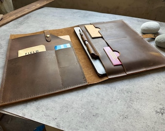 Engraved Leather iPad Case: Tablet Air Pro Sleeve for 1-11 Gen