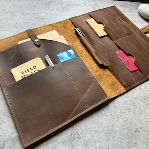 Engraved Leather Surface Pro Sleeve: Custom Laptop Book Portfolio Gift