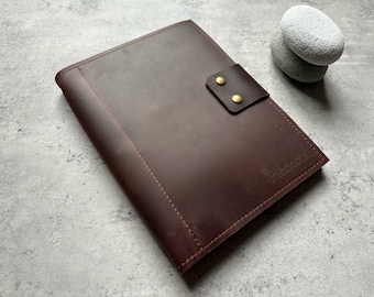 Personalized Leather Portfolio Binder: A4 A5 B5 Zippered Organizer Case