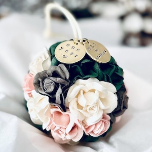 One Year Paper Anniversary Gift, Personalized Flower Ball Wedding Christmas Ornament, First Anniversary Ornament, Anniversary Gift for Wife image 8