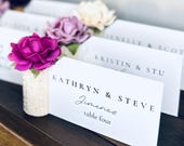 Jewel Tone Rose Place Card Holders with Guest Name Printing: Wedding Table Decor