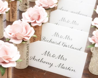 Vineyard Wedding Place Card Holders w/ Free Blank Name Cards | NEXT-DAY Shipping | Mix & Match 32 Custom Color Roses | Wine Theme Wedding