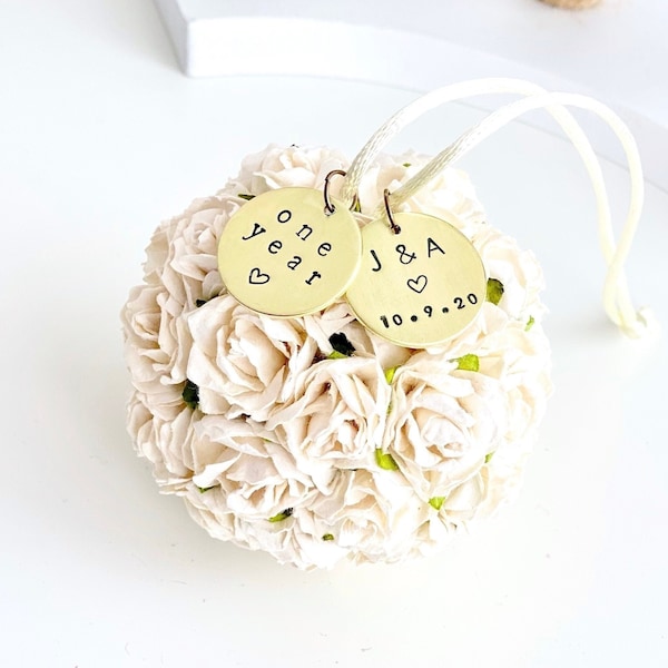 One Year Paper Anniversary Gift | Personalized Flower Ball Wedding Christmas Ornament | First Anniversary Ornament | Anniversary Gift