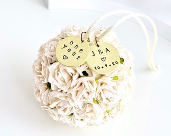 One Year Paper Anniversary Gift | Personalized Flower Ball Wedding Christmas Ornament | First Anniversary Ornament | Anniversary Gift