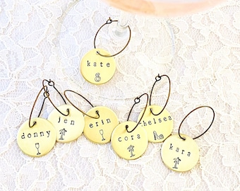 Personalized Wine Glass Charms | Classy Bachelorette Party Favors | Wine Theme Bridal Shower | Wine Lover Hostess Gift | Custom Guest Favors