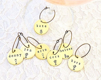 Bachelorette Party Favors | Personalized Wine Glass Charms | Custom Wine Glass Tags | Winery Bridal Shower Favors | Wine Theme Wedding Gift